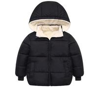 Maeau Doudoune à Capuche Bébé Fille Garçon 5 6 Ans Blouson Matelassée Enfant Hiver Veste Duvet Légere Chaud Manteau Rembourré Puffer Court Petite Fille Blouson Peluche Oreilles Manche Longue Noir 130
