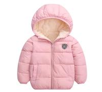 Maeau Doudoune à Capuche Bébé Fille Garçon Blouson Matelassée Enfant Hiver Veste Duvet Légere Chaud Manteau Rembourré Puffer Court Petite Fille Blouson Peluche Oreilles Manche Longue Rose 3 4 Ans 120