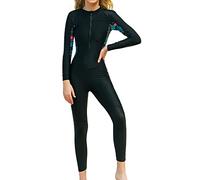 Maeau - Femmes Justaucorps de Plage à Séchage Rapide Résistant au Chlore et au Sel Maillots de bain Imprimée Fermeture Éclair Devant Anti-UV pour Triathlon été Noir XXL