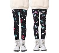 Maeau - Filles Leggings Hiver Pantalons Chauds Doublés en Polaire pour Enfant Épais à Legging Motif 2 Pièces - Noir - 8-10 Ans
