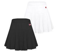 Maeau Jupe de Sport Enfant Fille Jupe Plissée Courte 7 8 Ans Jupe Tennis Patineuse Golf Mini Jupe Évasée avec Short Intégré Jupe Écolière Basique Jupe de Danse Taille Elastique Collège Été Noir Blanc