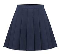 Maeau Jupe Plissée Courte Fille Mini Jupe Elastique a la Taille Haute Jupe Plissée Ecoliere Jupe Évasée École de Collège Patineuse et Jupes-Shorts de Tennis Été Printemps Automne Bleu Marine 4-5 Ans