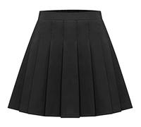 Maeau Jupe Plissée Courte Fille Mini Jupe Elastique a la Taille Haute Jupe Plissée Ecoliere Jupe Évasée École de Collège Patineuse et Jupes-Shorts de Tennis Été Printemps Automne Noir 8-9 Ans
