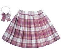Maeau Jupe Plissée Écossaise Enfant Fille Jupe à Carreaux Courte Mini Kilt Tartan Jupe Évasée École de Ecoliere Patineuse Tennis Collège et Jupes-Shorts Coton Taille Elastique Rose 13-14 Ans 170
