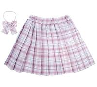 Maeau Jupe Plissée Écossaise Enfant Fille Jupe à Carreaux Courte Mini Kilt Tartan Jupe Évasée École de Ecoliere Patineuse Tennis Collège et Jupes-Shorts Coton Taille Elastique Rose 13-14 Ans 170