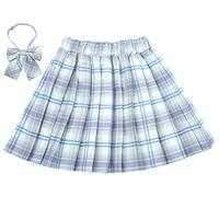 Maeau Jupe Plissée Écossaise Enfant Fille Jupe à Carreaux Courte Mini Kilt Tartan Jupe Évasée École de Ecoliere Patineuse Tennis Collège et Jupes-Shorts Coton Taille Elastique Violet 7-8 Ans 140