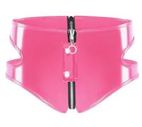 Maeau Short en cuir pour femme - Glitzer - Ajusté - Hotpants - Latex - Short en dentelle - Fermeture éclair - Découpes - Clubwear - Stretch - Effet mouillé - Minishorts - EU XS-XL (Asie M-3XL), Rose