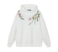 Mädchen Frühling Farbe Rundhals Langarm Tasche Sport Casual Kapuzen Sweatshirt (White, 11-12 Years)