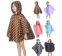 Mädchen Regenponcho Wasserdicht EVA Regenmantel mit Kapuze Knöpfen Wiederverwendbar Regencape Süße Muster Regenmantel für Outdoor Abenteuer Wandern Camping Schule (Rose clair, 5-8 ans)