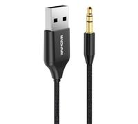 MaedHawk Recepteur Bluetooth, USB Adaptateur Bluetooth 5.3 Voiture avec 3.5mm Aux Jack et Micro pour Amplificateur Haut Parleur Stéréo HiFi Maison Véhicule (Auto Début/Câble Tressé)