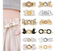 MaehSab Jeu de 12 boucles ajustables pour la taille, serre-taille ajustable pour pantalon, épingles à boutons pour la couture, clip pour serre-taille, clips pour ajusteur de taille.