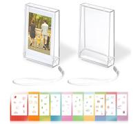 MaehSab Lot de 2 Mini étuis Photos 5 x 7,6 cm, boîtes Rangement 7,6 cm, Porte-Film Transparent 5 Autocollants Mignons, étui Protection dragonne