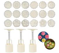 MaehSab Lot de 21 moules ronds pour bombes de bain avec 18 tampons à motif floral pour la fabrication d'outils de bombes de bain, moule à gâteau de lune pour festival de mi-automne, moule de cuisson à