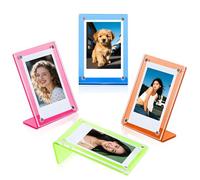 MaehSab Lot de 4 mini cadres photo en acrylique de 5,1 x 7,6 cm pour films instantanés de 5,3 x 8,6 cm, support de cadre photo format portefeuille pour Polaroid Instax Mini et films similaires de 7,6