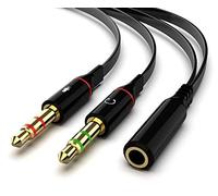 Maeline 3,5 mm Femelle vers 2 Mâle Plaqué Or Casque Mic Audio Y Splitter câble Plat