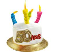 Maelsa® - Chapeau en forme de gâteau évènement anniversaire retraite bougie fête - Style au choix - Taille unique - Vendu à l’unité (50 ans)