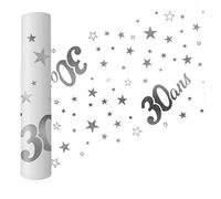Maelsa® - Chemin de Table Anniversaire 30 Ans - 5 metres Metallise Argent - Organza Transparent Brillant et Rigide - 500 x 28 cm (30 Ans)