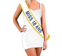 Maelsa® Echarpe Miss 18 Ans Taille Unique Anniversaire majorité Accessoires de fête, Costume, déguisement, Jeux, Jouets