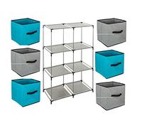 Maelsa Ensemble de 7 pièces : 1 Meuble de Rangement étagère casier + 6 Boîtes de Rangement tiroirs