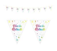 Maelsa® Guirlande Anniversaire VIVE LA Retraite Fanion Métallique Multicolore 6 mètres 9 fanions à Suspendre Decoration Drapeau de Salle