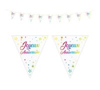 Maelsa® Guirlande Joyeux Anniversaire Fanion Métallique Multicolore 6 mètres 9 fanions à Suspendre Decoration Drapeau de Salle