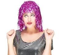 Maelsa® Perruque Disco Métallique pour Déguisement 80's Fête Anniversaire (Rose)
