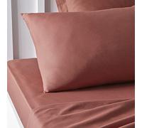 Maelsa® - Taie Oreiller Rectangle 50/70+5 cm - Today Essential Terracotta - Housse pour Coussin 100% Coton 57 Fils Fibre Naturelle