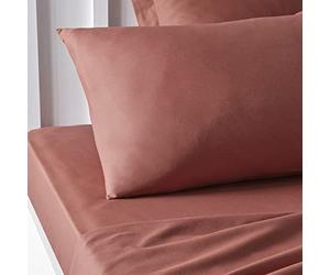 Maelsa® - Taie Oreiller Rectangle 50/70+5 cm - Today Essential Terracotta - Housse pour Coussin 100% Coton 57 Fils Fibre Naturelle