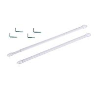 MAELSA® - TRINGLE À RIDEAU RÉGLABLE TRINGLES À RIDEAUX EXTENSIBLE - BARRES DE VITRAGE BLANC, EMBOUTS D'EXTRÉMITÉ EN PLASTIQUE ET CROCHETS À VIS INCLUS (LOT DE 2 TRINGLES)