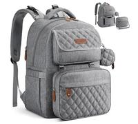 Maelstrom Grand sac à dos extensible pour 2 enfants/jumeaux, avec sac à langer amovible pour maman/papa, cadeau élégant pour garçons/filles, cadeau de fête des mères, gris élégant