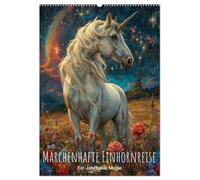 Märchenhafte Einhornreise - Ein Jahr voller Magie (Wandkalender 2026 DIN A2 hoch), CALVENDO Monatskalender: Ein märchenhafter Kalender: Weiße ... Pracht, getaucht in sanftes Blau.