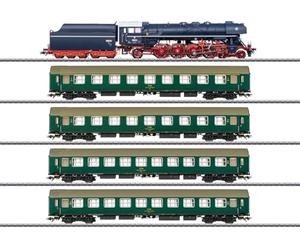 Märklin H0 - Train de musée (locomotive à vapeur « Albatros » avec quatre voitures de personnes) - Décodeur numérique mfx+ - Son, lumière et fumée - Construction en métal filigrane - Époque VI - 26498