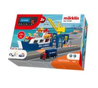 Märklin My World - 72223 Navire Cargo et Grue Portuaire - Kit de Jeu avec Grue Mobile - Chargement et déchargement réalistes - Accessoires - pour Enfants à partir de 3 Ans - Piste H0