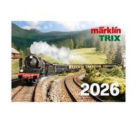 Märklin/Trix 19726 Calendrier Mural 2026-24 Motifs de Chemin de Fer - Jauge Z, H0, 1 & Minitrix - Reliure à Spirale, 49 x 34 cm - Calendrier de Collection pour Les Fans de Modélisme Ferroviaire