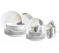 MÄser - 931215 - MASER Ensemble de vaisselle 30 pieces pour 6 personnes, avec formes sans bordures, porcelaine blanche