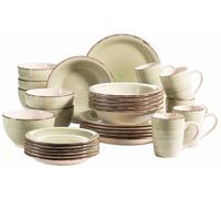 MÄser - 931616 - MASER Bel Tempo II Lot de 30 plats vintage pour 6 personnes en ceramique peinte a la main Vert gres