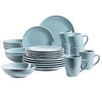 MÄSER 931770 Série Elissa Service de table moderne pour 6 personnes Turquoise avec bord blanc 24 pièces en grès