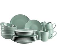 MÄSER 931845 Série Elissa Service de table moderne pour 6 personnes, vert avec bord blanc, 24 pièces, en grès