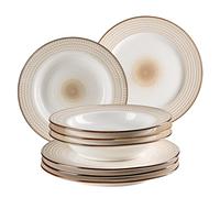MÄSER 931943 Série Prospero Service de table pour 4 personnes de qualité gastronomique, 8 pièces modernes dans un style vintage unique, blanc, porcelaine durable