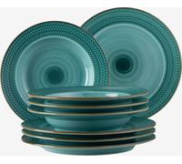 Mäser 931944 Service de table Prospero pour 4 personnes, porcelaine, bleu (1 set, 8 pièces)