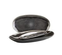 MÄSER 934070 Série Niara Organic Lot de 3 plaques modernes pour 4 personnes au look vintage passionnant avec combinaison spéciale de vernis noir et marron, grès