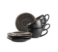 MÄSER 934071 Série Niara Organic, Lot de 8 tasses à café modernes pour 4 personnes, au look vintage passionnant, avec combinaison de glaçure spéciale en noir et marron, grès