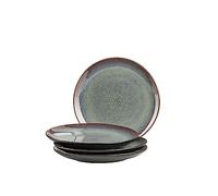 MÄSER 935131 Série Teona Lot de 4 assiettes à dessert avec émail réactif vert et marron, lot de 4 assiettes à dessert en céramique en forme de coupe moderne et discrète, grès