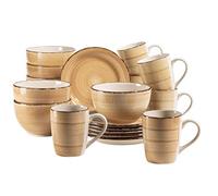 MÄSER Bel Tempo II 931765 Service de petit-déjeuner 18 pièces en céramique peinte à la main pour 6 personnes Beige