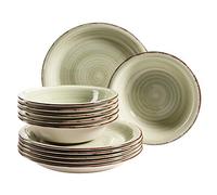 MÄSER Bel Tempo, Set de assiettes en grès Vert olive (Bel Tempo Ii).