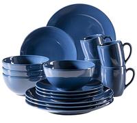 Mäser Ensemble de vaisselle en céramique Ossia Basic Bleu foncé