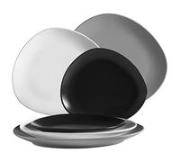MÄSER GLENDALE Lot d'assiettes en céramique Noir/blanc/gris 26 cm