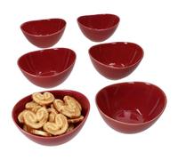 MÄSER Lot de 6 bols à céréales Natural - 400 ml - En faïence ovale rouge foncé avec forme incurvée pour 6 personnes - Pour salade, soupe, céréales, chips, etc.