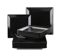 MÄSER Manhattan City Service de table en porcelaine pour 6 personnes Noir