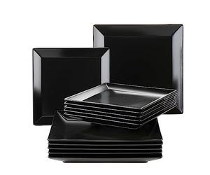 MÄSER Manhattan City Service de table en porcelaine pour 6 personnes Noir